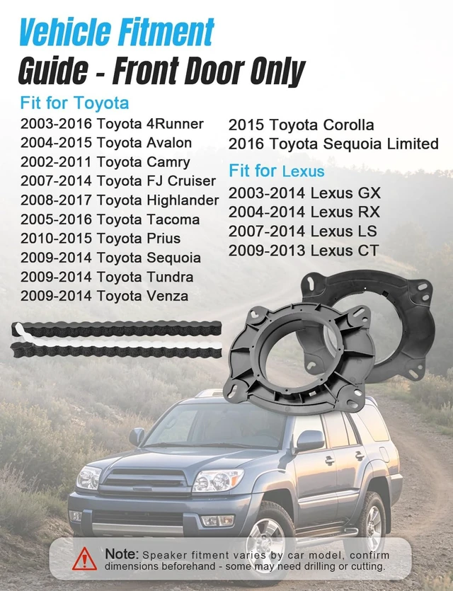 Alt view image 3 of 5 - zenoruslky 6x9 to 6.5 Front Door Speaker Spacer Foam Strip for Toyota Lexus