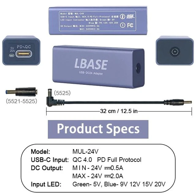 Alt view image 3 of 5 - LBASE DC to DC Converter, USB C to DC 24V Mini Boost Up Converter