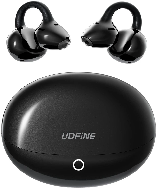 Main image of UDFINE Open Ear Earbuds, Clip-on semi-Open Design fits All Ear Shapes, Lightweight Wireless Headphones with ENC Noise Cancellation, Bluetooth 6.0, IPX5 Waterproof, FlexClip (Black)
