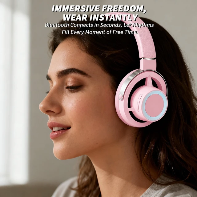 Alt view image 2 of 5 - WAINING Open-Ear Headphones, 20+ Hour Playtime, Immersive Sound, Wireless Bluetooth Headphones for School, Work, Travel&Daily Use,Pink