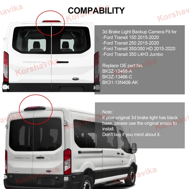 Alt view image 2 of 5 - High Mount Third Brake Light Backup Camera for Ford Transit 150 250 350 350HD 2014-2018