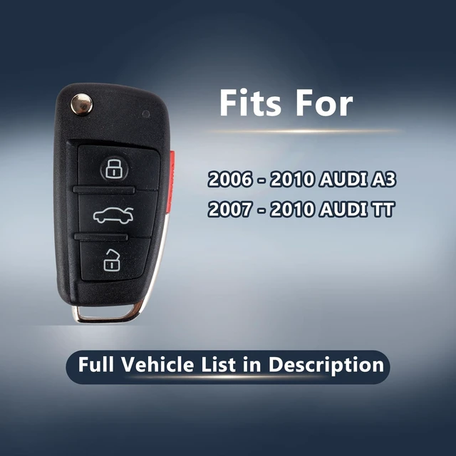 Alt view image 2 of 5 - 2 X Compatible with Audi 2006-2010 A3 2007 2008 2009 2010 TT Flip Car Key Fob Keyless Entry Control, 315 MHz, FCC ID: NBG009272T,By RemoteMatch
