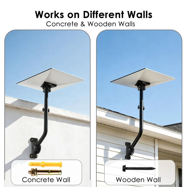 Alt view image 5 of 5 - TANKICOM Starlink Wall Roof Mount for Gen3 V3 4 4X, 360 Telescoping Carbon Steel Bracket, Multi Anti-Rust Wind Resistant Outdoor Mount