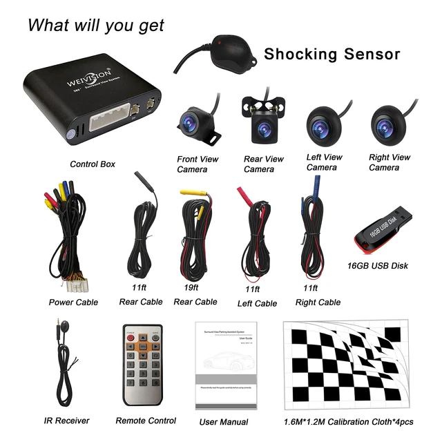 Alt view image 2 of 5 - Weivision Universal 360 Degree Bird View System Car DVR Record Panoramic View All Round Rear View Camera System for All Car