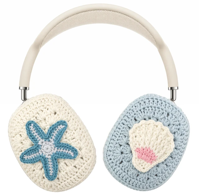 Main image of Handmade Airpods Max Cover - Apple Headphone Cover Cute Design Crochet, Airpod Max Ear Covers, Airpod Max Accessories, Apple Max Pro Headphone Covers, Air Pod Max Stylish Design (Blue Starfish)
