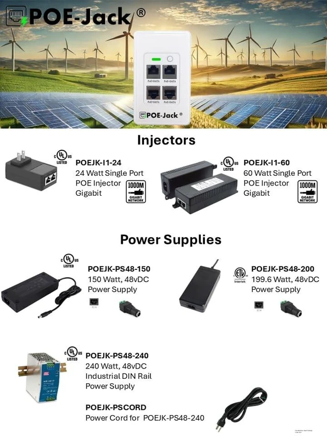 Alt view image 2 of 5 - 24 Watt Single Port POE Injector - Gigabit cUL Listed