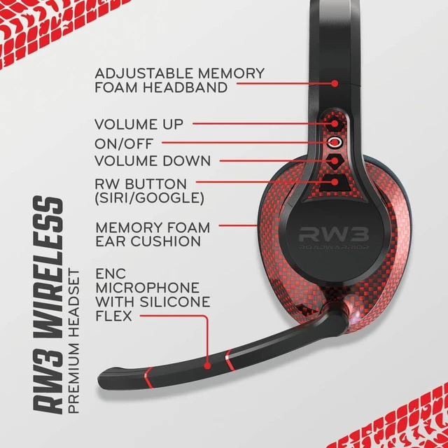 Alt view image 5 of 5 - RoadWarrior RW3 Bluetooth Trucker Headset - 105dB 40mm Speaker AI ENC Mic