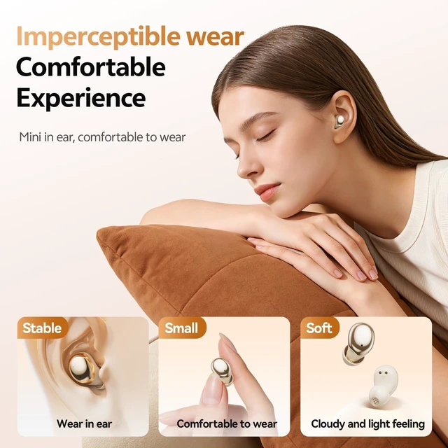 Alt view image 3 of 5 - CHENRUIDA Noise Cancelling Sleep Earbuds for Side Sleepers(Orange)