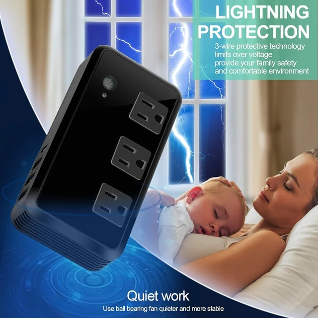 Alt view image 2 of 5 - 2300W Voltage Converter 220V to 110V Universal Travel Adapter/Power Converte with 3 USB Ports 3 AC Outlets 1 Type-C in EU/UK/AU/US/IT/South Africa More Than 150 Countries Over The World