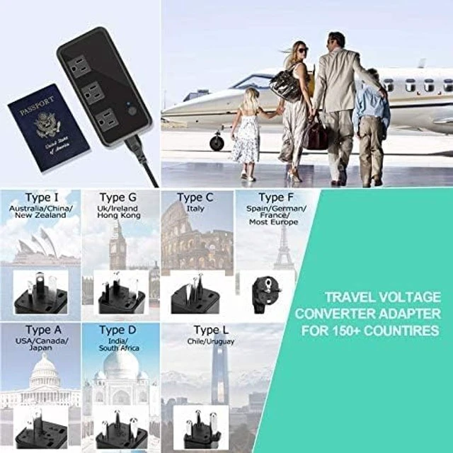 Alt view image 5 of 5 - 2300W Voltage Converter 220V to 110V Universal Travel Adapter/Power Converte with 3 USB Ports 3 AC Outlets 1 Type-C in EU/UK/AU/US/IT/South Africa More Than 150 Countries Over The World