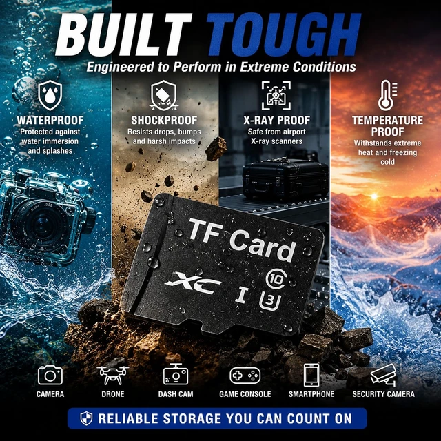 Alt view image 4 of 5 - 64GB TF Memory Card with Adapter U3 V30 High Speed SD Card, 2 Pack