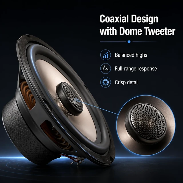 Alt view image 4 of 5 - Amagkon 6.5" 2-Way Coaxial Car Speakers, 1000W Max 4 Ohm Full Range