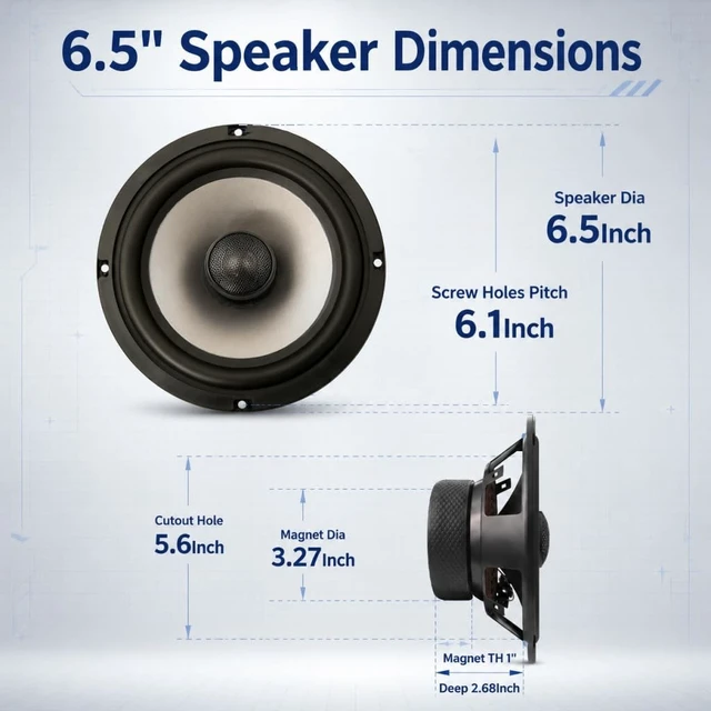 Alt view image 3 of 5 - Amagkon 6.5" 2-Way Coaxial Car Speakers, 1000W Max 4 Ohm Full Range