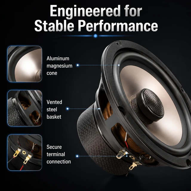 Alt view image 5 of 5 - Amagkon 6.5" 2-Way Coaxial Car Speakers, 1000W Max 4 Ohm Full Range