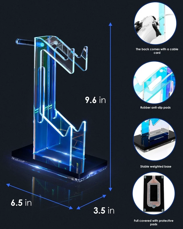 Alt view image 4 of 5 - OAPRIRE RGB Controller and Headset Stand with 21 Light Modes, 2 Tier