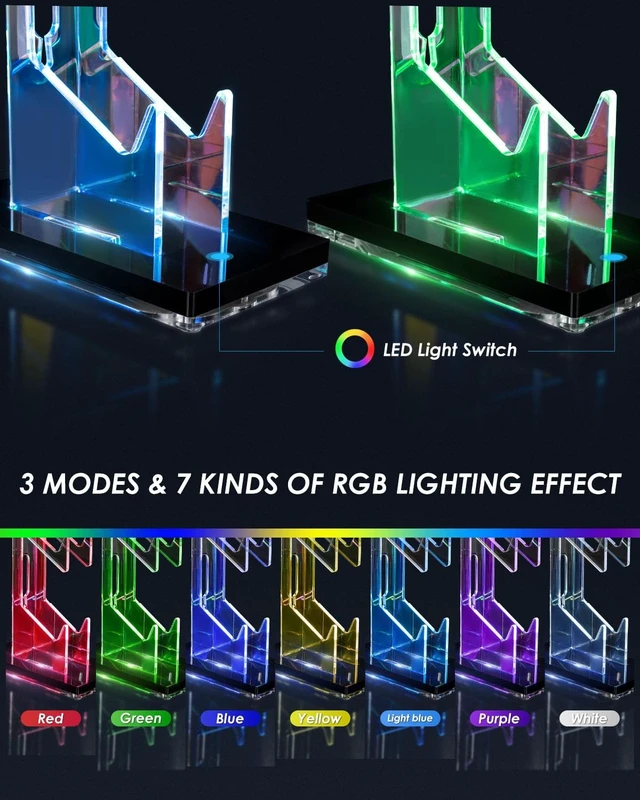 Alt view image 2 of 5 - OAPRIRE RGB Controller and Headset Stand with 21 Light Modes, 2 Tier