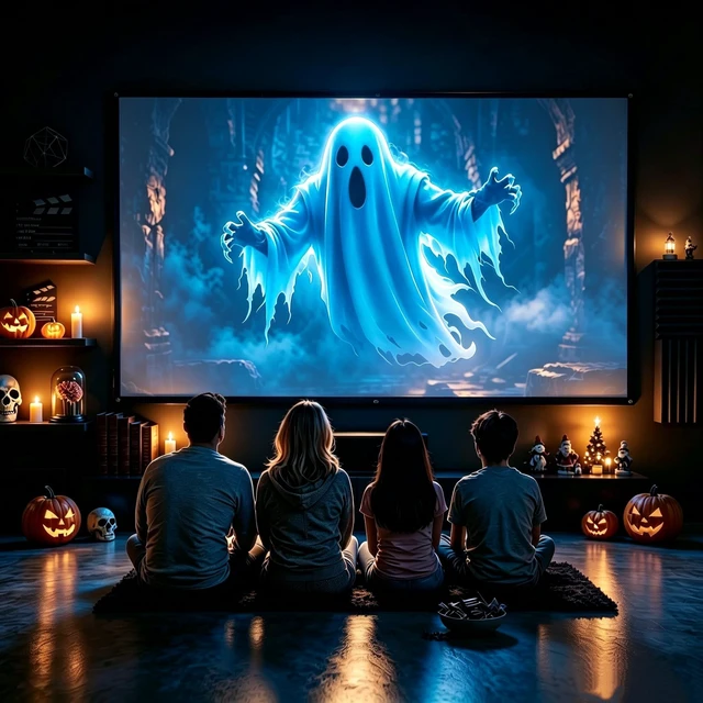 Alt view image 5 of 5 - Holographic Rear Projection Screen Foldable and Portable Double Sided for Indoor Halloween Decorations, with Hang Mounting (84)