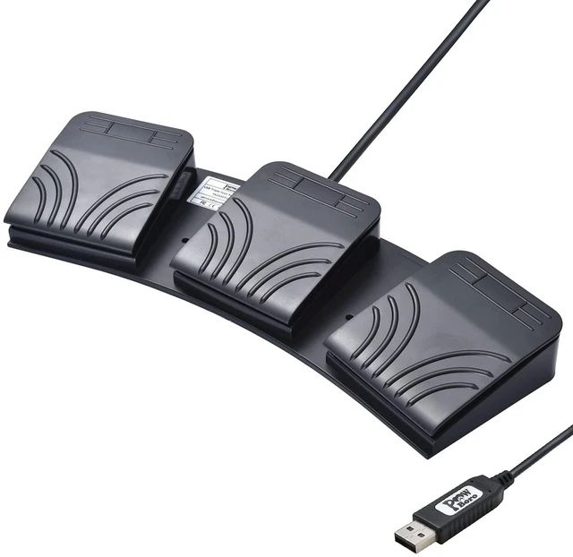 Main image of Powboro USB Foot Switch Triple 3 Pedal Control Custom Program PC Computer Keyboard Map Multimedia Key Photoelectric Optical Switch Transcription HID for PC Video Game,Push to Talk