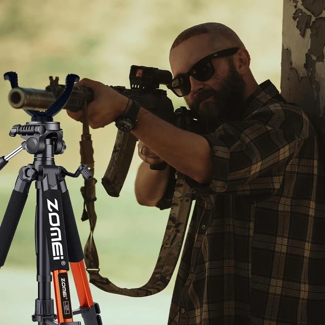 Alt view image 4 of 5 - 188cm/74in Tripod Heavy Duty,Hunting Rest V-Shoulder Stand(Orange)