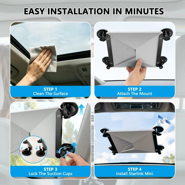 Alt view image 5 of 5 - ZAVKLO Starlink Mini Suction Cup Mount for Glass, RV, Car, Boat, No Drill