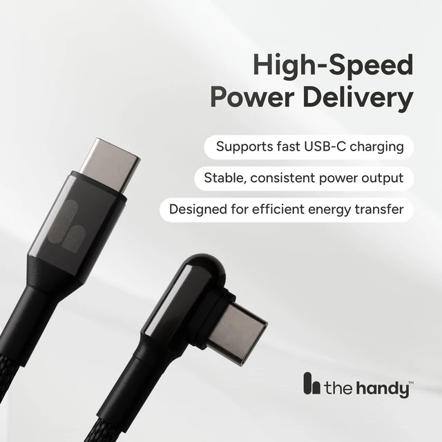 Alt view image 3 of 5 - HANDY Magnetic Coiled USB-C Cable Right-Angle Fast Charging Cord 9ft 10in