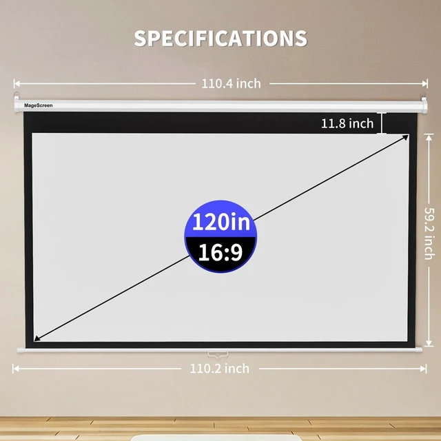 Alt view image 5 of 5 - MageScreen 120" 16:9 Manual Projector Screen Pull Down