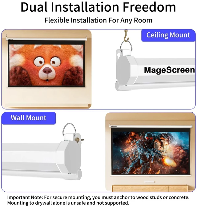Alt view image 4 of 5 - MageScreen 120" 16:9 Manual Projector Screen Pull Down