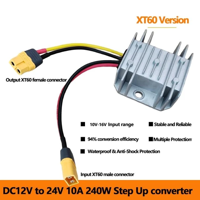 Alt view image 4 of 5 - XT60 DC12V to 24V 10A 240W Step Up Converter Voltage Regulator Boost Converter Module Car Power Supply Power Converter Waterproof Module Transformer