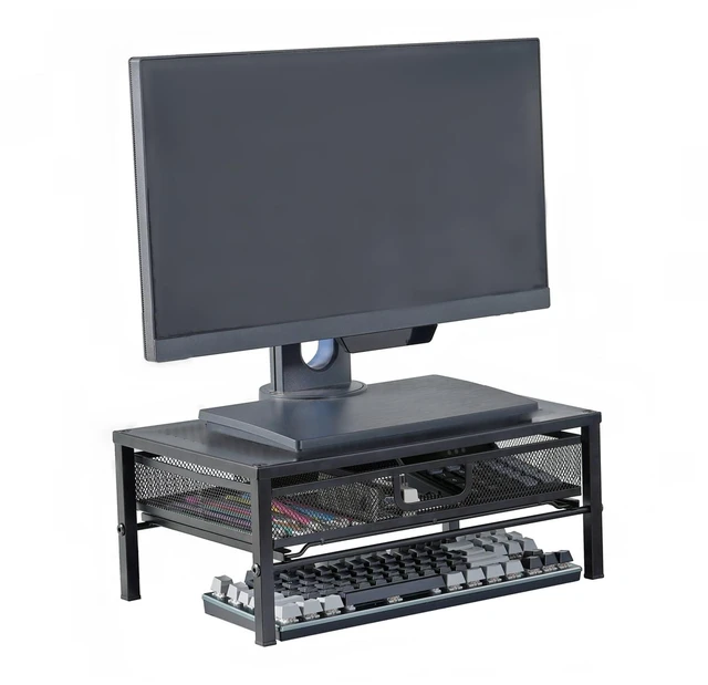 Main image of Mknana Metal Computer Stand for Desk,Monitor Riser with Drawer ,Desktop Stand for Laptop,Printer and Monitor,Black