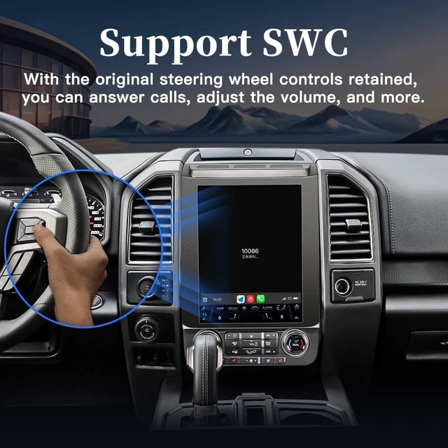 Alt view image 3 of 5 - 12.1" Tesla Screen for Ford F150 2016-2021 Radio Stereo 8-Core Android 15 Wireless CarPlay Android Auto Keep OEM Steering Wheel Control and Rear Camera 4GB/64GB,WiFi,FM,AM