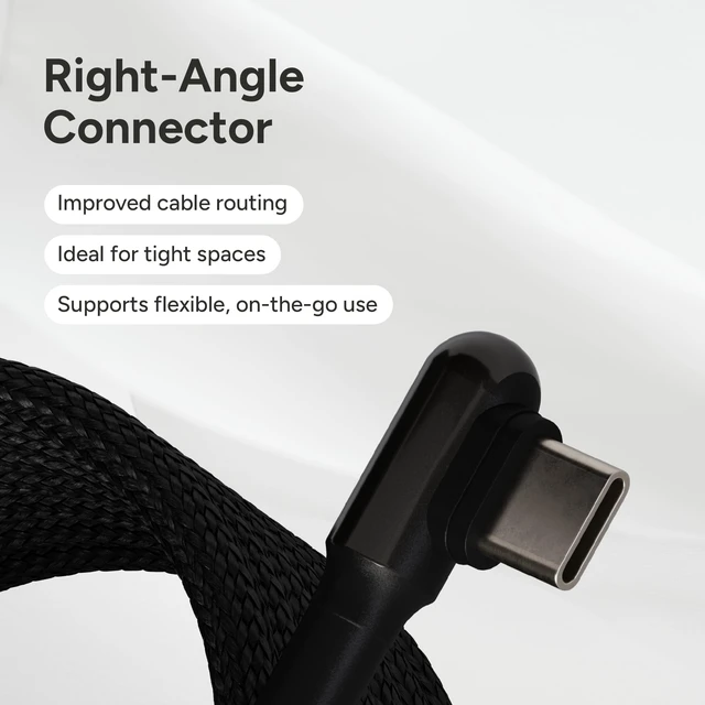 Alt view image 4 of 5 - HANDY Magnetic Coiled USB-C Cable Right-Angle Fast Charging Cord 9ft 10in