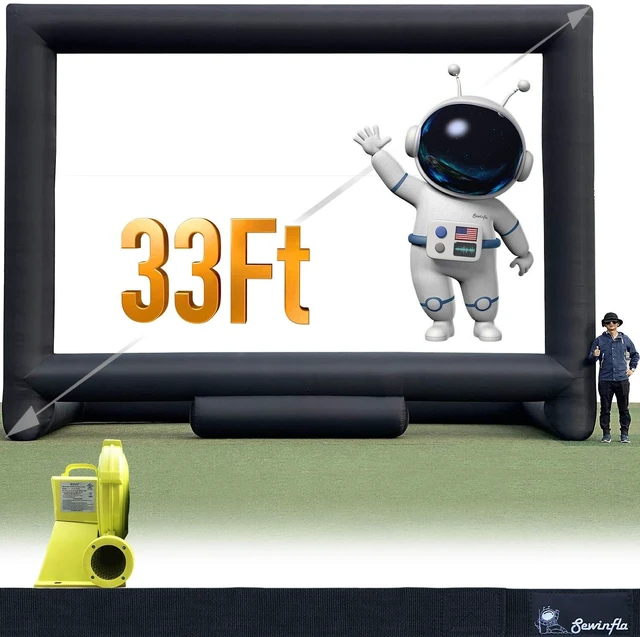 Main image of Sewinfla 33Ft Outdoor Inflatable Movie Projector Screen with Blower Supports Front and Rear Projection, Blow Up Movie Screen for Party, Easy to Set Up