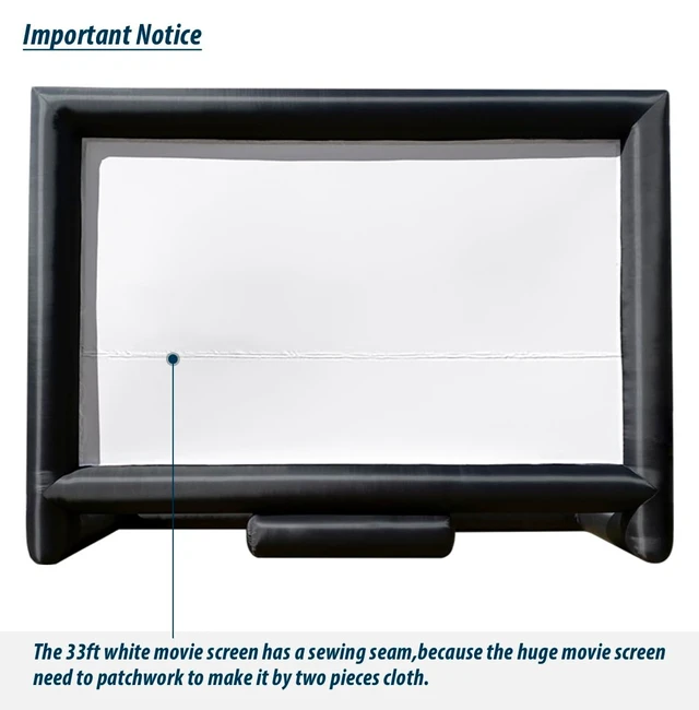 Alt view image 4 of 5 - Sewinfla 33Ft Outdoor Inflatable Movie Projector Screen with Blower Supports Front and Rear Projection, Blow Up Movie Screen for Party, Easy to Set Up