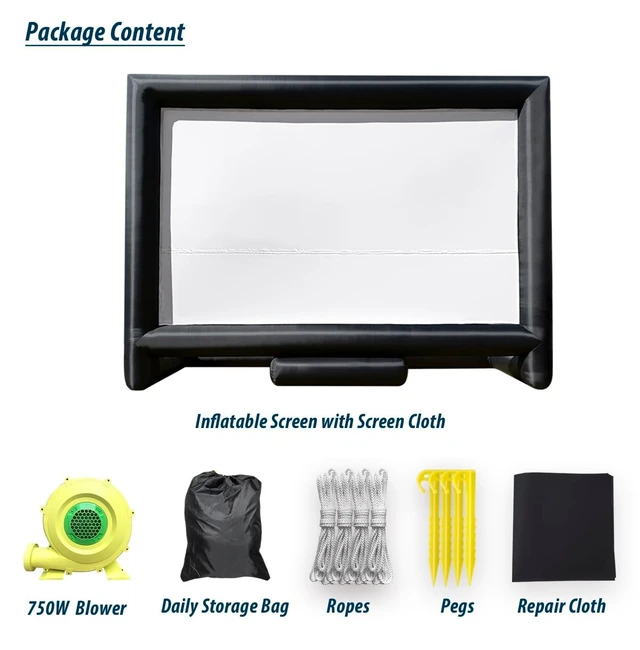 Alt view image 5 of 5 - Sewinfla 33Ft Outdoor Inflatable Movie Projector Screen with Blower Supports Front and Rear Projection, Blow Up Movie Screen for Party, Easy to Set Up