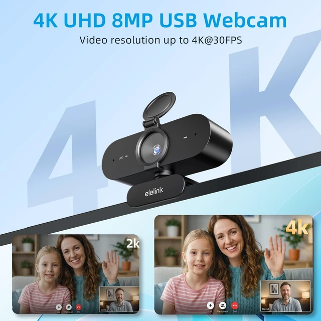 Alt view image 2 of 5 - 4K Webcam for PC,Auto Focus Streaming Web Cam USB,Dual Noise Reduction Mics