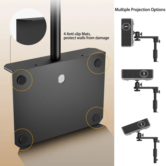 Alt view image 4 of 5 - Bed Sofa Projector Stand, Height Adjustable Projector Mount Base, 360 Rotation, Universal Bedside Bracket Holder Compatible with XGIMI, VANKYO, Epson, Jinhoo, AuKing Projectors
