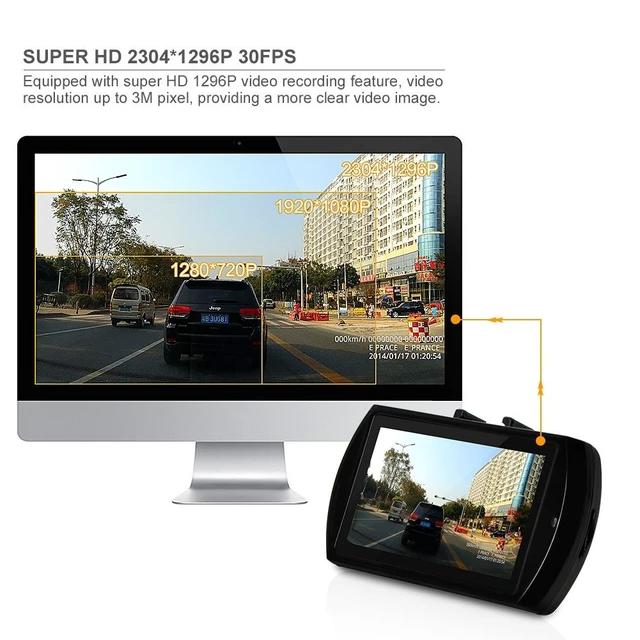 Alt view image 5 of 5 - E-PRANCE 2015 NEW B47fs Super Night Vision Car Dash Camera Recorder Super Hd 1296p G-Sensor Hdmi + 170 Degree Ultra Wide Angle + Ov4689 Cmos Sensor + Ir Night Vision with 32gb Memory Card