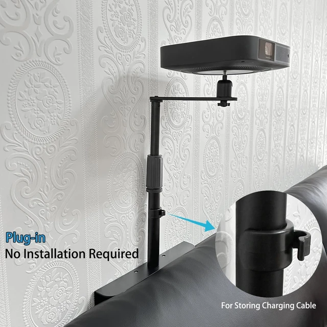 Alt view image 5 of 5 - Bed Sofa Projector Stand, Height Adjustable Projector Mount Base, 360 Rotation, Universal Bedside Bracket Holder Compatible with XGIMI, VANKYO, Epson, Jinhoo, AuKing Projectors