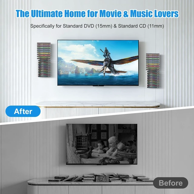Alt view image 3 of 5 - Xykzra 6 Pack DVD Shelf for Wall Mount, Floating Metal DVD Rack and Video Game Storage for Standard DVD CD Cases, Heavy-Duty Media Organizer Holder for PS, Xbox, PS5, PS4, Holds up to 114