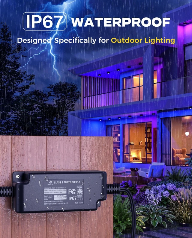 Alt view image 5 of 5 - HIQCVOU Waterproof Power Supply for Govee Permanent Outdoor Lights Pro H706