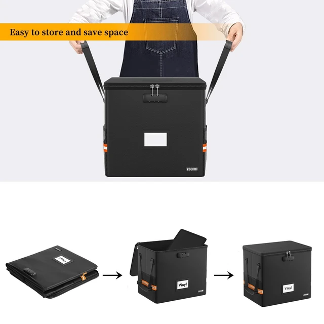 Alt view image 4 of 5 - ZOOPIP Fireproof Vinyl Record Storage Box,Holds 55 Albums, Black
