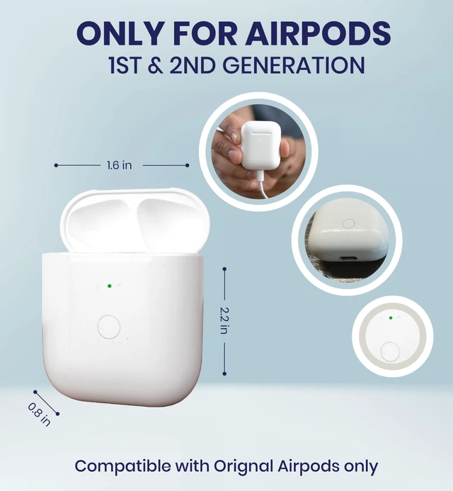 Alt view image 4 of 5 - Replacement Charging Case for AirPods 1st & 2nd Generation with Wireless and Wired Charging and Built-in 550 mAh Battery for Fast Charging, Bluetooth Pairing and Sync Button. No Earbuds/Airpods