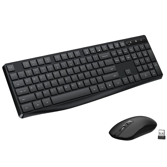 Main image of Wireless Keyboard and Mouse Combo for Office, Full-Size Low-Profile Keyboard with 2.4GHz USB Receiver for PC