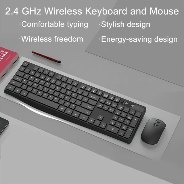 Alt view image 5 of 5 - Wireless Keyboard and Mouse Combo for Office, Full-Size Low-Profile Keyboard with 2.4GHz USB Receiver for PC