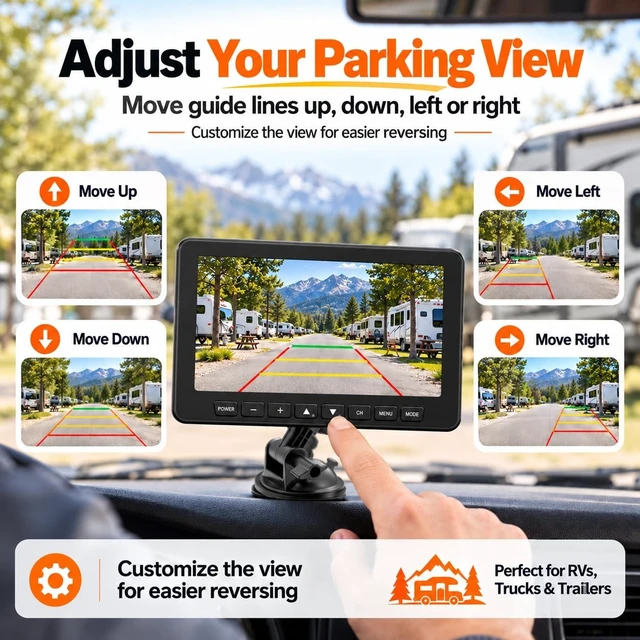 Alt view image 3 of 5 - Autosirs Wireless RV Backup Camera with 7" Monitor, Solar Magnetic Camera