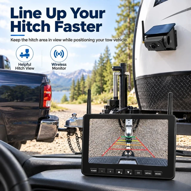 Alt view image 4 of 5 - Autosirs Wireless RV Backup Camera with 7" Monitor, Solar Magnetic Camera