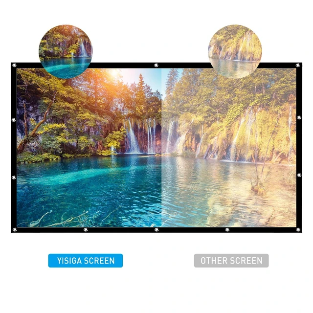 Alt view image 2 of 5 - Yisigal 120 Inches Projector Screen,16:9 HD 4K Foldable Anti-Crease Portable Projector Movies Screen for Home Theater Outdoor Indoor Support Double Sided Projection (120Inch)