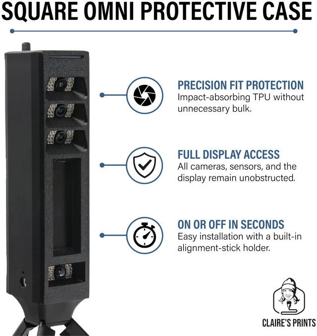 Alt view image 4 of 5 - Level and Protect Bundle for Square Golf Omni Launch Monitor, Leveling Base for OEM Tripod Plus Shock Absorbing TPU Protective Case