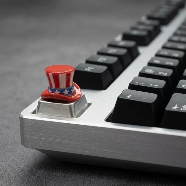 Alt view image 3 of 5 - USA Flag Artisan Keycap - Handmade Clear Resin American Flag Custom Keycap for Cherry MX Switches Mechanical Keyboard, Patriotic ESC Key Cap Gift for Gamers and PC Enthusiasts (KEYCAP HAT SAM UNCLE)