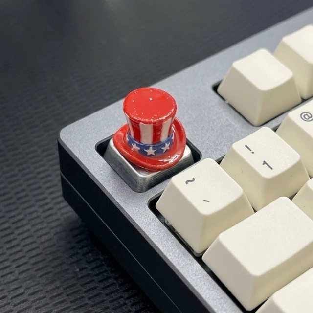 Alt view image 2 of 5 - USA Flag Artisan Keycap - Handmade Clear Resin American Flag Custom Keycap for Cherry MX Switches Mechanical Keyboard, Patriotic ESC Key Cap Gift for Gamers and PC Enthusiasts (KEYCAP HAT SAM UNCLE)